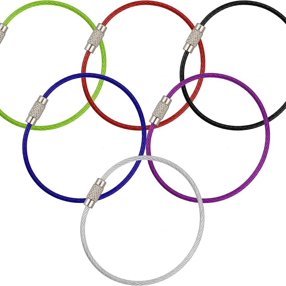 Keychain, 4.3 Inch/6.3 Inch Stainless Steel Wire Rings Cable Keyring Loop for Lu - Picture 3 of 7